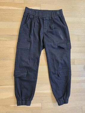 Black Cargo Jogger Pants - Elastic Waist